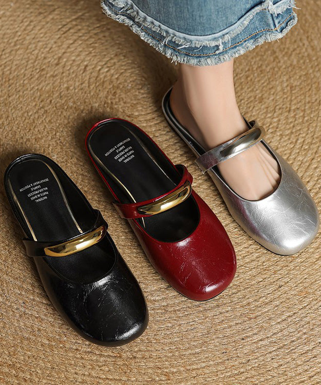 New Red Faux Leather Soft Splicing Slide Sandals