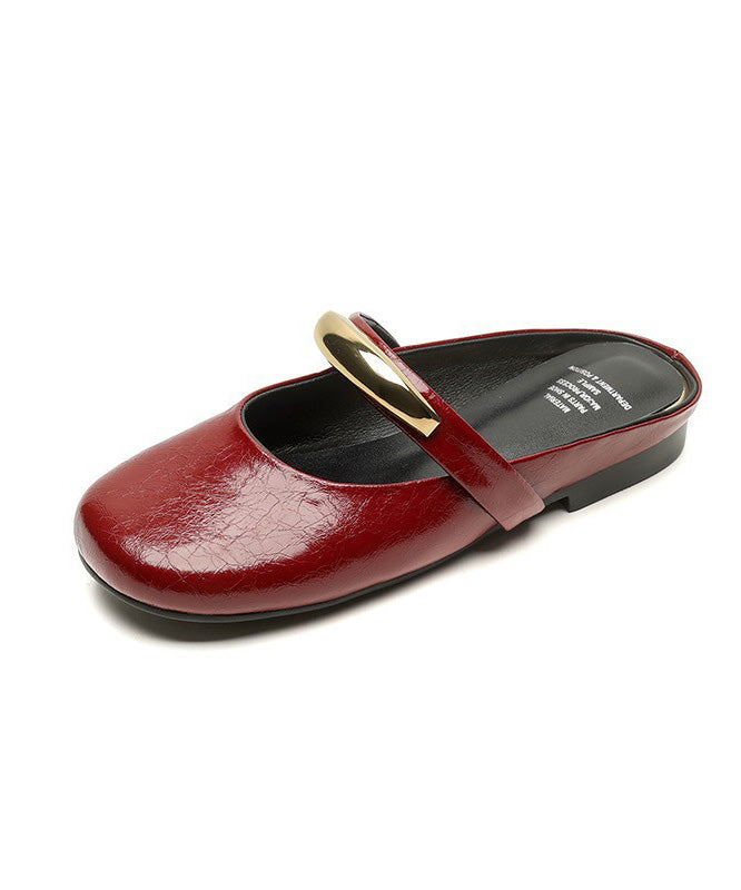 New Red Faux Leather Soft Splicing Slide Sandals