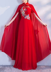 New Red Solid Lace Up Chiffon Cape Summer