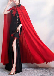 New Red Solid Lace Up Chiffon Cape Summer