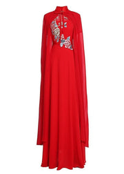 New Red Solid Lace Up Chiffon Cape Summer