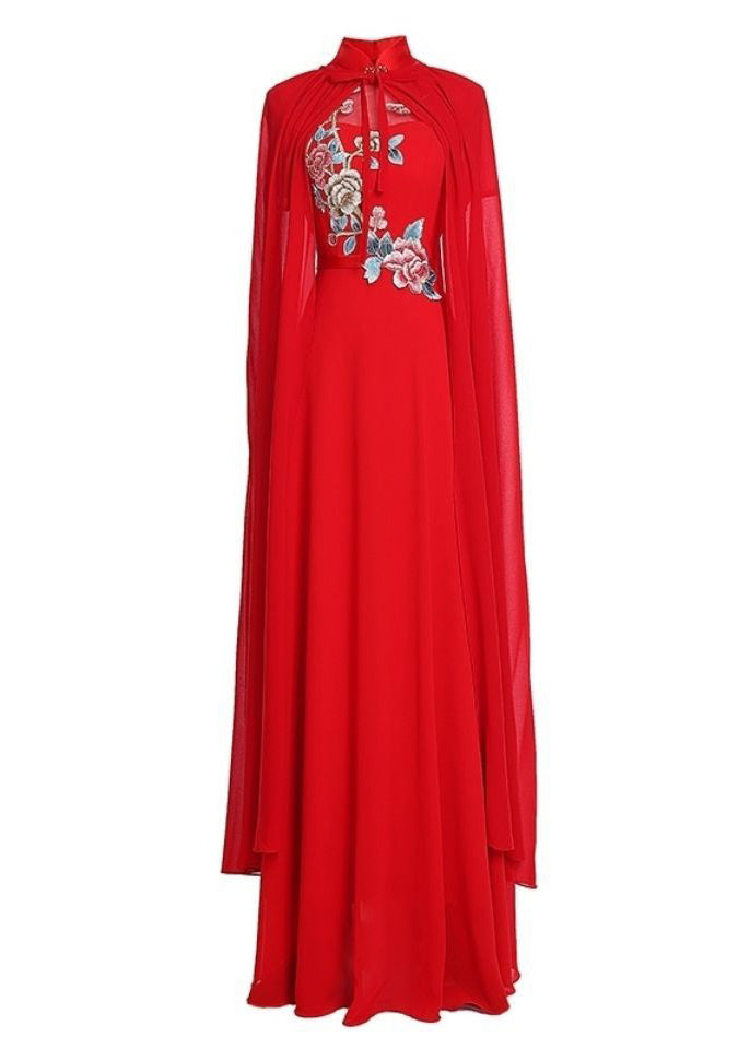 New Red Solid Lace Up Chiffon Cape Summer