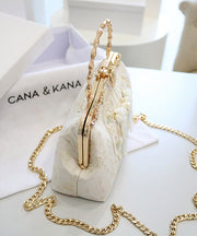New Retro Beige Embroidered Zircon Cotton Tote Handbag
