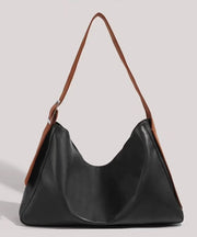 New Retro Black Large Capacity  Solid Durable Faux Leather Messenger Bag