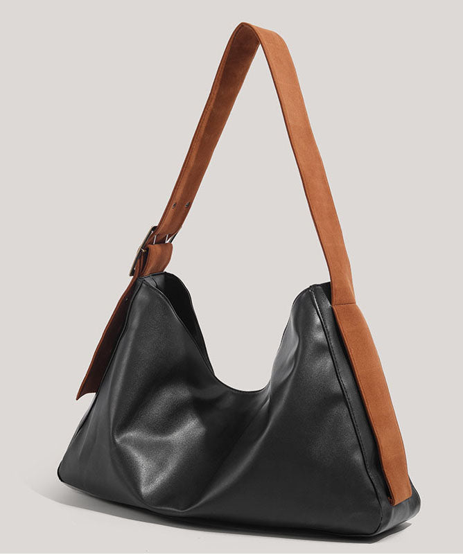 New Retro Black Large Capacity  Solid Durable Faux Leather Messenger Bag