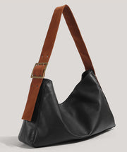 New Retro Black Large Capacity  Solid Durable Faux Leather Messenger Bag