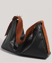 New Retro Black Large Capacity  Solid Durable Faux Leather Messenger Bag