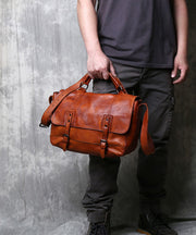 New Retro Brown Solid Durable Leather Messenger Bag