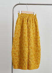 New Retro Golden Jacquard Silk Two Pieces Set Sleeveless