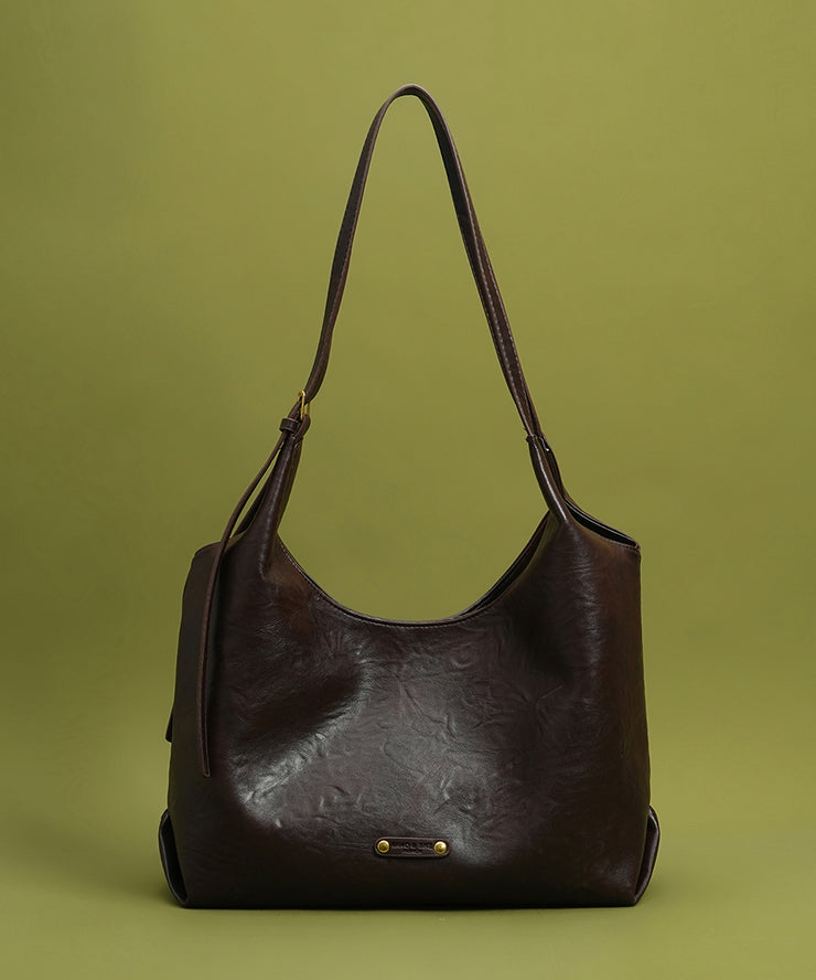 New Retro Large Capacity Solid Durable Faux Leather Women Handbags