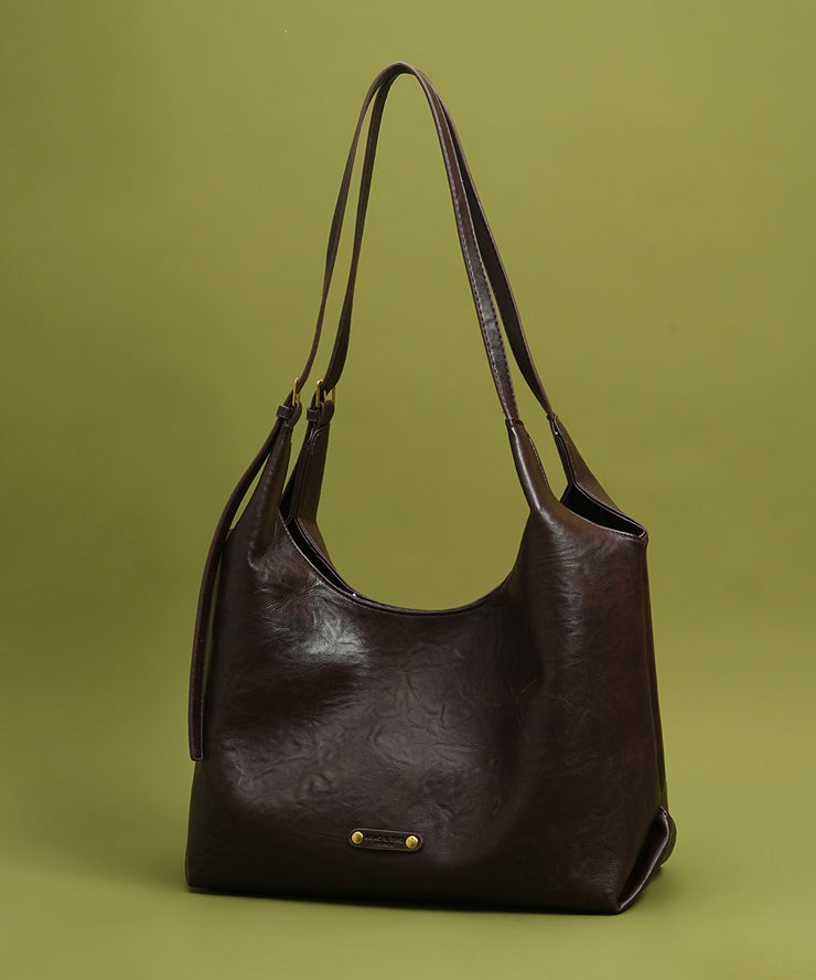 New Retro Large Capacity Solid Durable Faux Leather Women Handbags