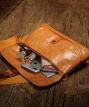 New Retro Orange Solid Durable Leather CrossBody Messenger Bag