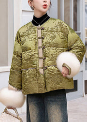 New Retro Pink O Neck Fur Patchwork Duck Down Winter Short Coats