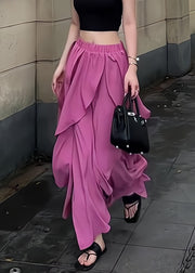 New Rose Asymmetrical Elastic Waist Chiffon Skirts Summer