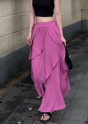 New Rose Asymmetrical Elastic Waist Chiffon Skirts Summer