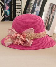 New Rose Floral Straw Woven Floppy Sun Hat