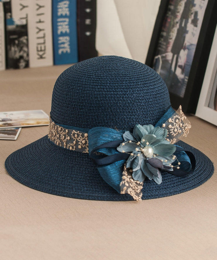 New Rose Floral Straw Woven Floppy Sun Hat