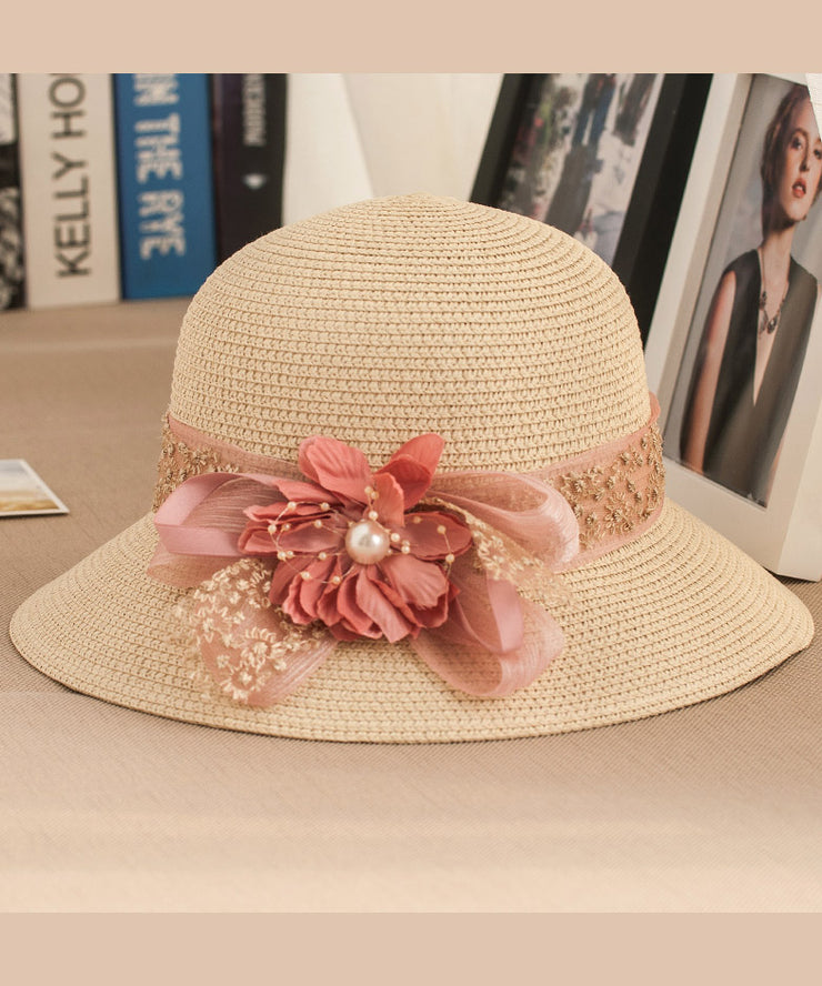 New Rose Floral Straw Woven Floppy Sun Hat