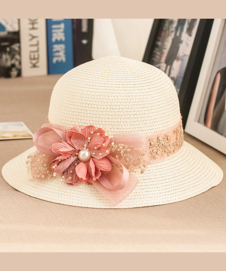 New Rose Floral Straw Woven Floppy Sun Hat