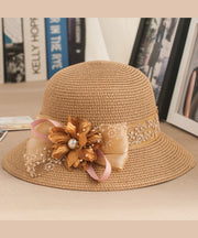 New Rose Floral Straw Woven Floppy Sun Hat