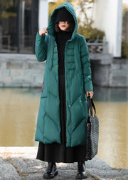New Rose Hooded Button Pockets Duck Down Puffer Coat Winter