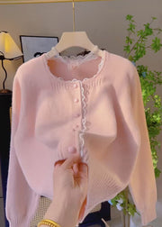 New Rose Lace Patchwork Solid Knit Cardigans Winter