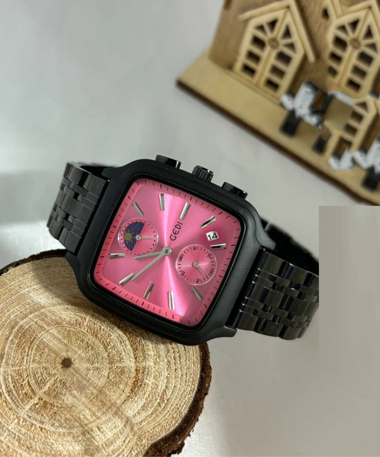 New Rose Stainless Steel Quartz Movement Square Watches