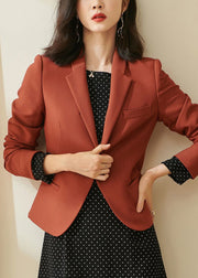 New Rust Notched Button Spandex Coats Fall