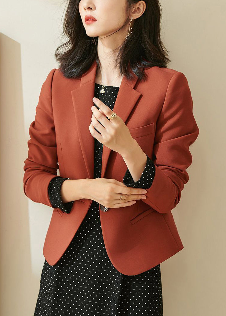 New Rust Notched Button Spandex Coats Fall