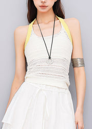 New Sexy White Hollow Out Halter Knit Top Summer
