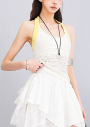 New Sexy White Hollow Out Halter Knit Top Summer
