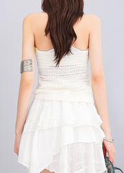 New Sexy White Hollow Out Halter Knit Top Summer