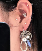New Silk Stainless Steel Resin Beading Drop Earrings