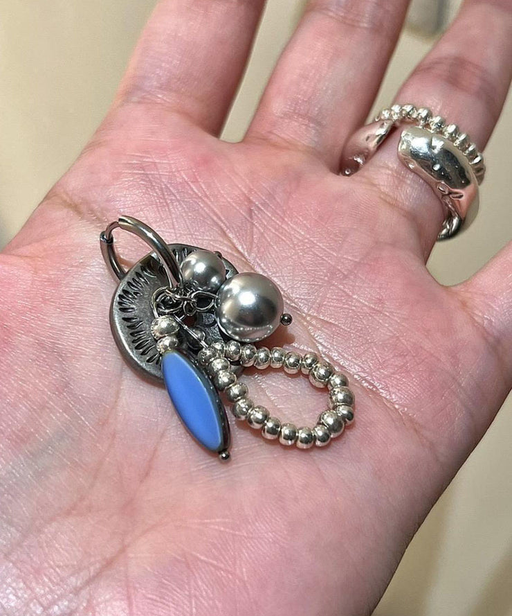 New Silk Stainless Steel Resin Beading Drop Earrings