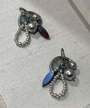New Silk Stainless Steel Resin Beading Drop Earrings