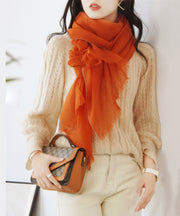 New Simple Orange Versatile Wool Scarf