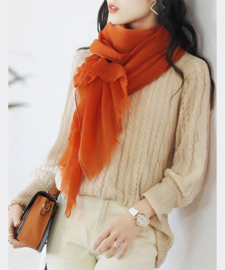 New Simple Orange Versatile Wool Scarf
