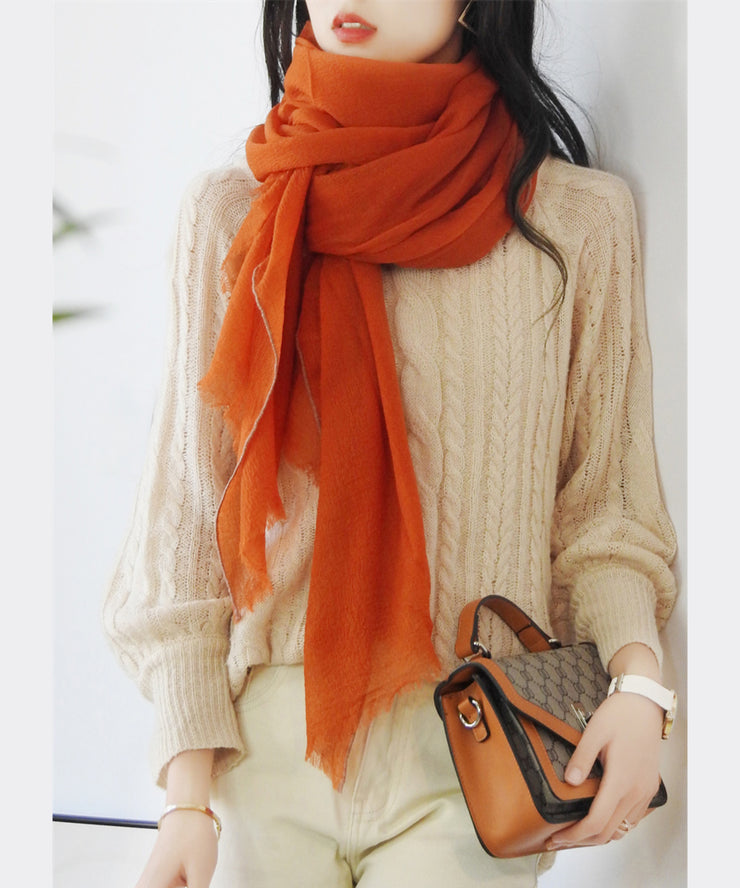 New Simple Orange Versatile Wool Scarf