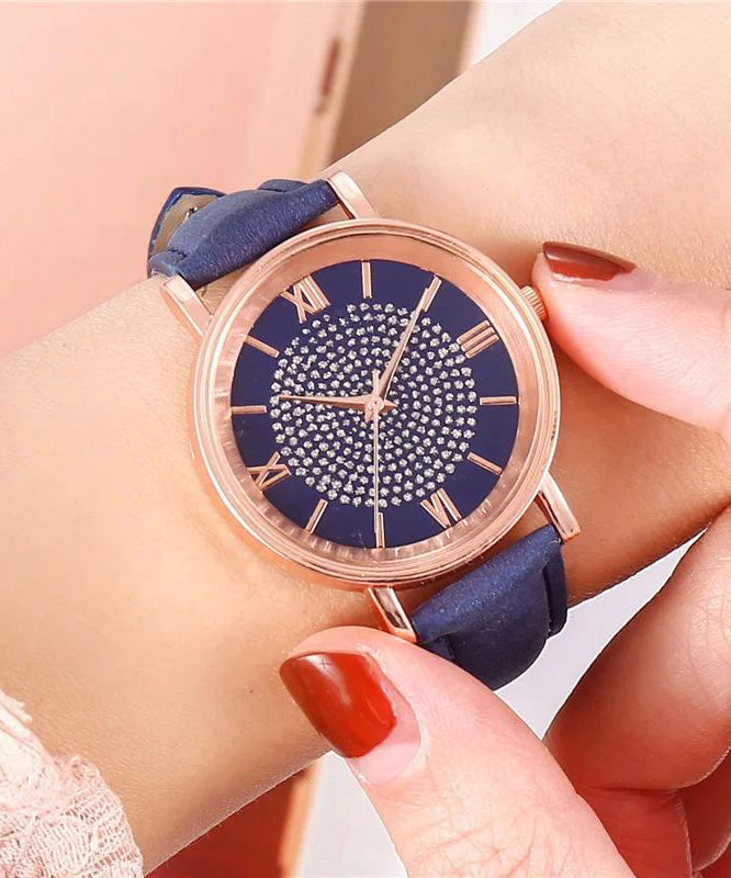 New Style Pink Starry Sky Dial Watches for Women Fashion Roman