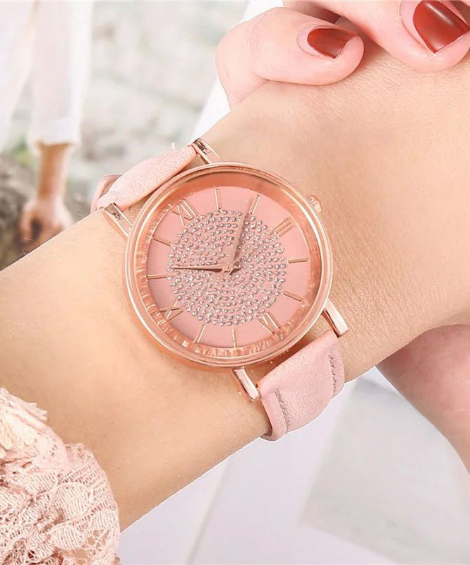 New Style Pink Starry Sky Dial Watches for Women Fashion Roman