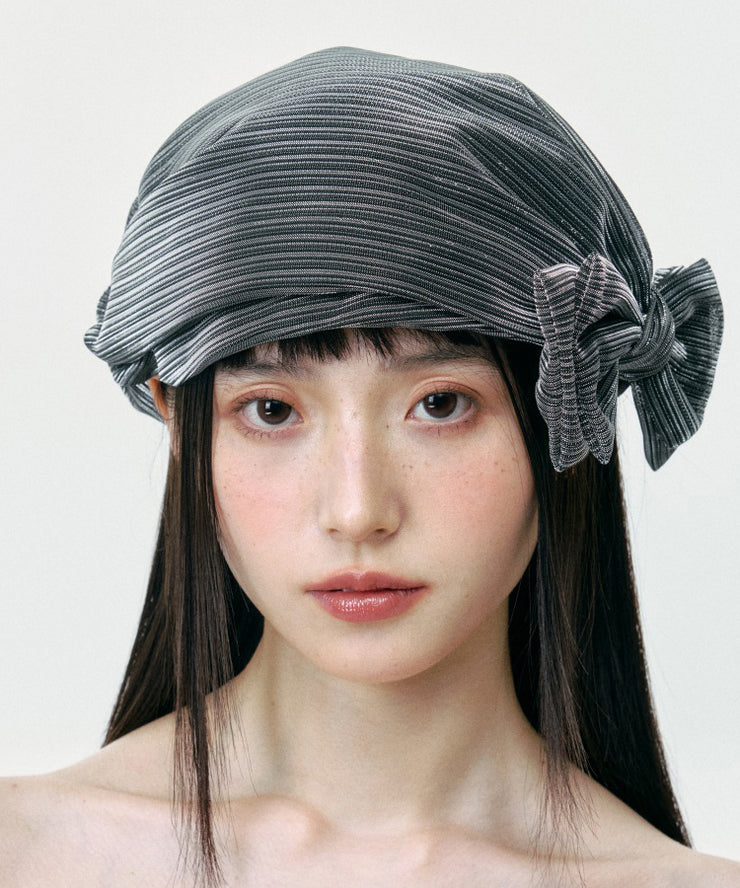 New Stylish Grey Bow Velour Bonnie Hat
