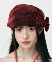 New Stylish Grey Bow Velour Bonnie Hat