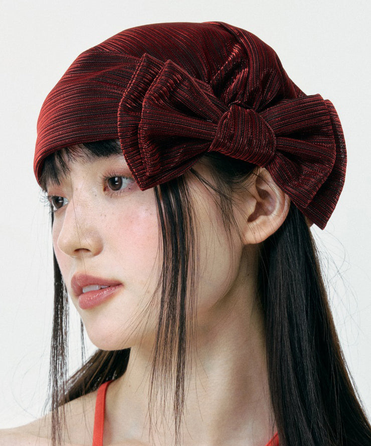 New Stylish Grey Bow Velour Bonnie Hat