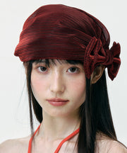 New Stylish Grey Bow Velour Bonnie Hat