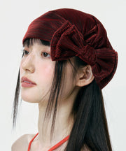 New Stylish Grey Bow Velour Bonnie Hat