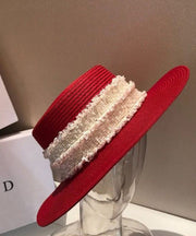 New Stylish Red Straw Woven Cloche Hat