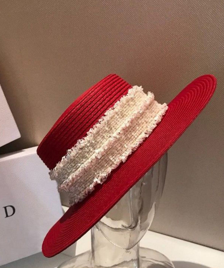 New Stylish Red Straw Woven Cloche Hat