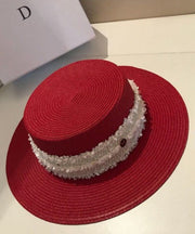 New Stylish Red Straw Woven Cloche Hat