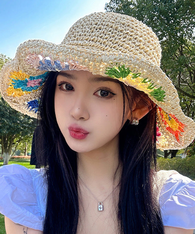 New Summer Sun Beige Protection Shading Hat Straw Woven