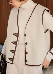 New V Neck Faux Fur Wear On Both Sides Vest Sleeveless